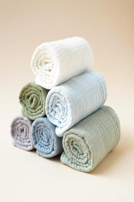 3’lü 4 Katlı Müslin Omuz Mendili Seti – Emici, %100 Pamuk