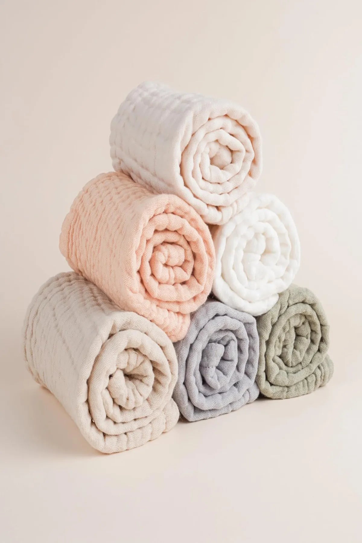 3’lü 4 Katlı Müslin Omuz Mendili Seti – Emici, %100 Pamuk