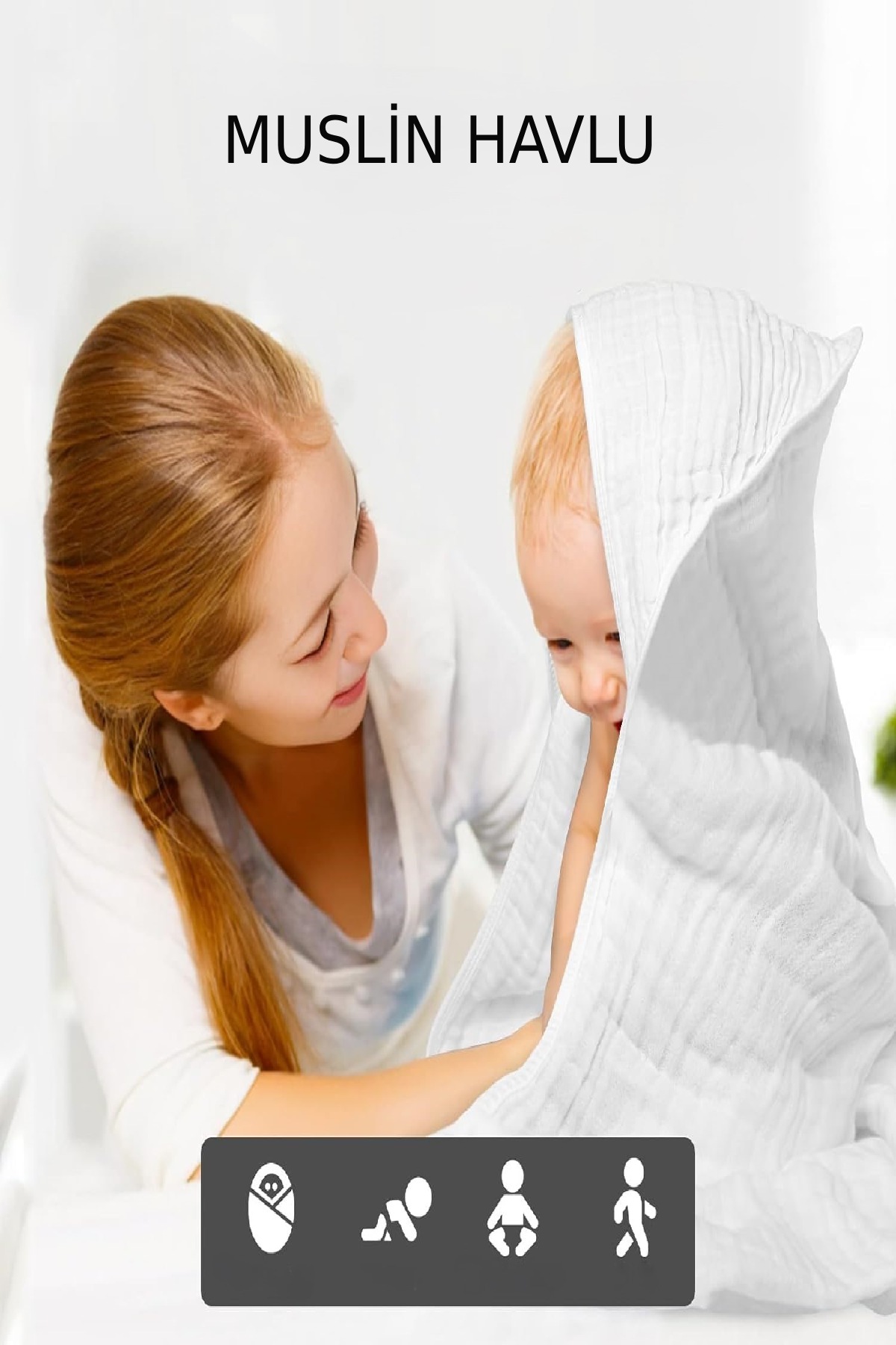 Müslin Bebek Havlusu – %100 Pamuk