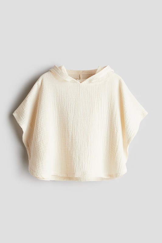 Yazlık Müslin Panço – Sevimli Kulak Detaylı, Nefes Alabilir Banyo & Plaj Havlusu