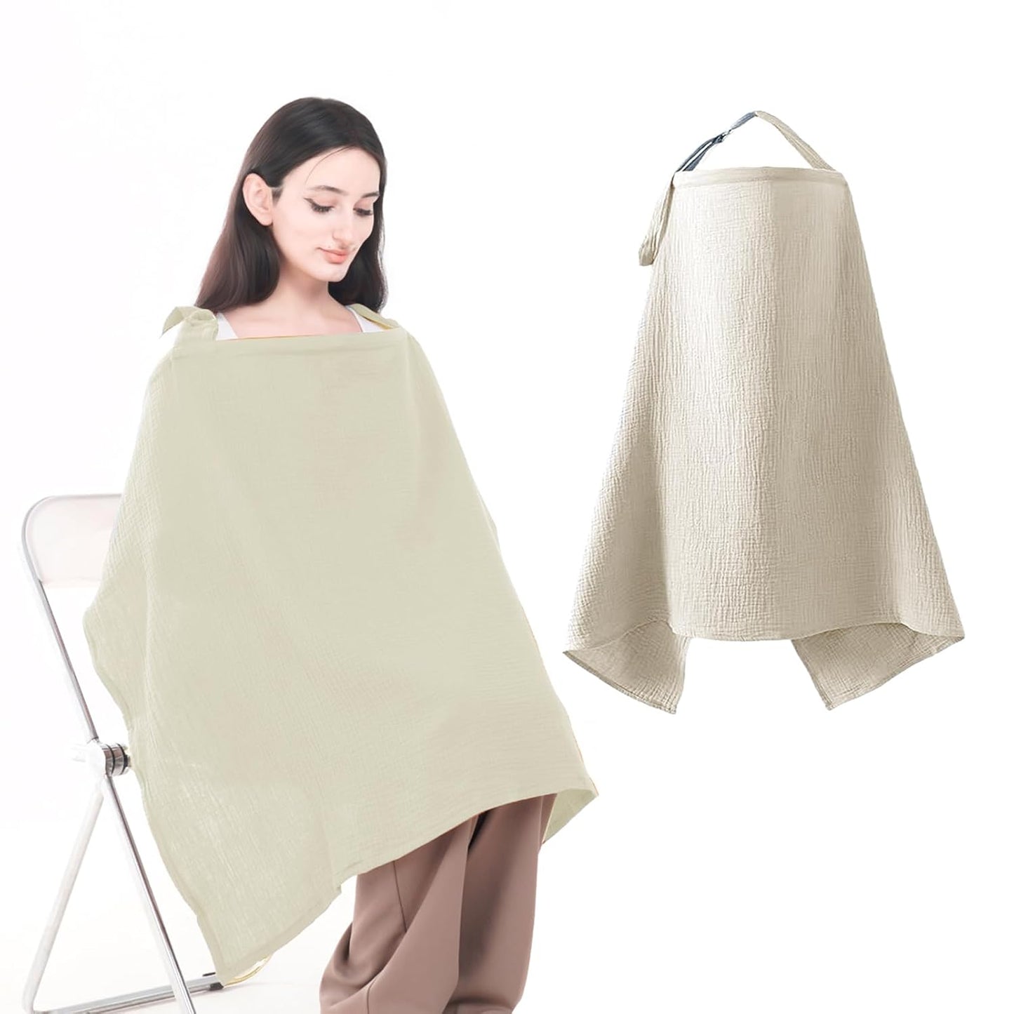 %100 Pamuk 2 Katlı Müslin Emzirme Örtüsü – Ayarlanabilir, Hafif ve Nefes Alabilir