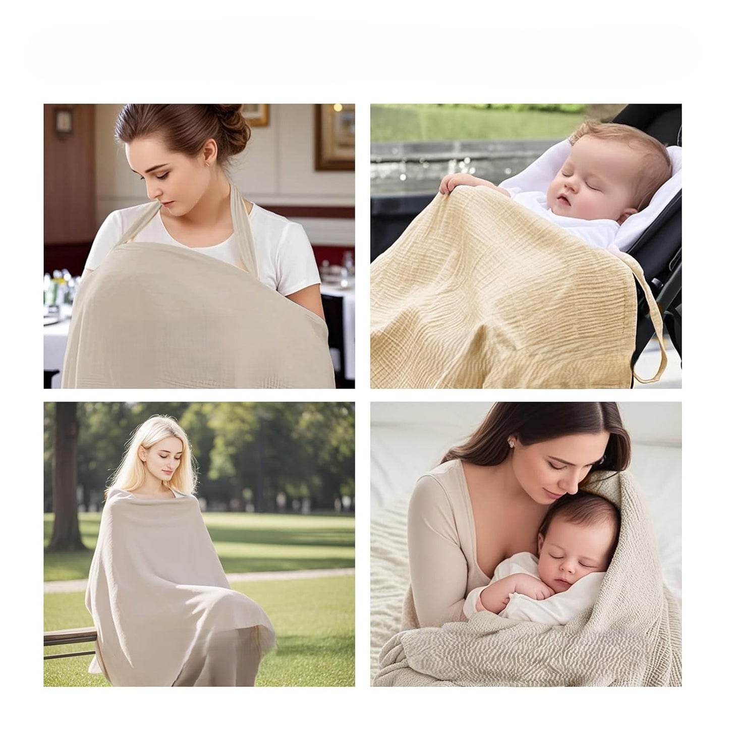 %100 Pamuk 2 Katlı Müslin Emzirme Örtüsü – Ayarlanabilir, Hafif ve Nefes Alabilir