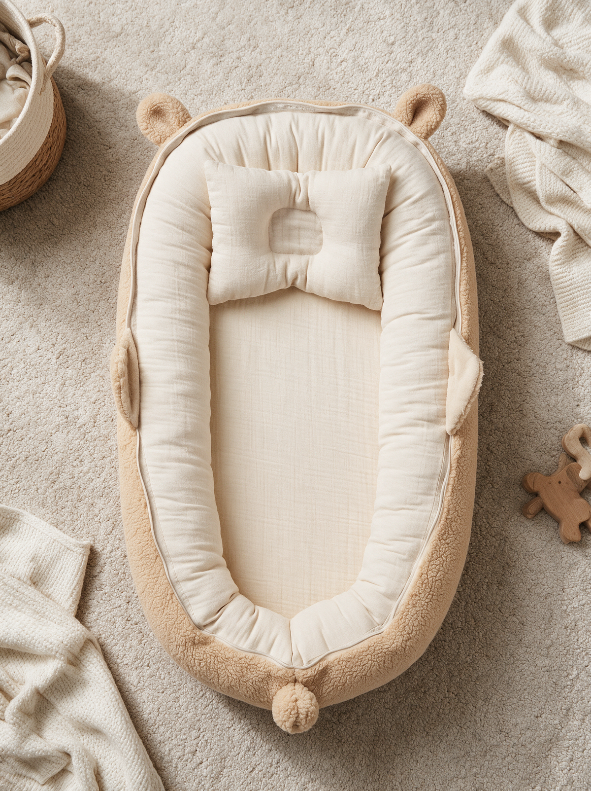 Teddy Babynest – %100 Pamuk Taşınabilir Bebek Yuvası