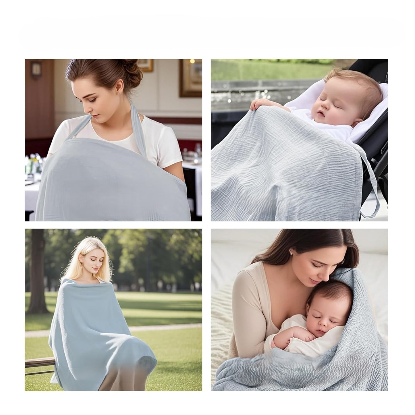 %100 Pamuk 2 Katlı Müslin Emzirme Örtüsü – Ayarlanabilir, Hafif ve Nefes Alabilir