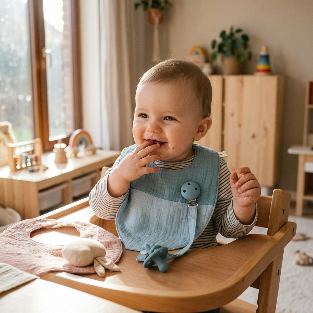 Müslin Bebek Önlük & Emzik Klipsi Seti (3'lü)-Bej, Pembe, Mavi