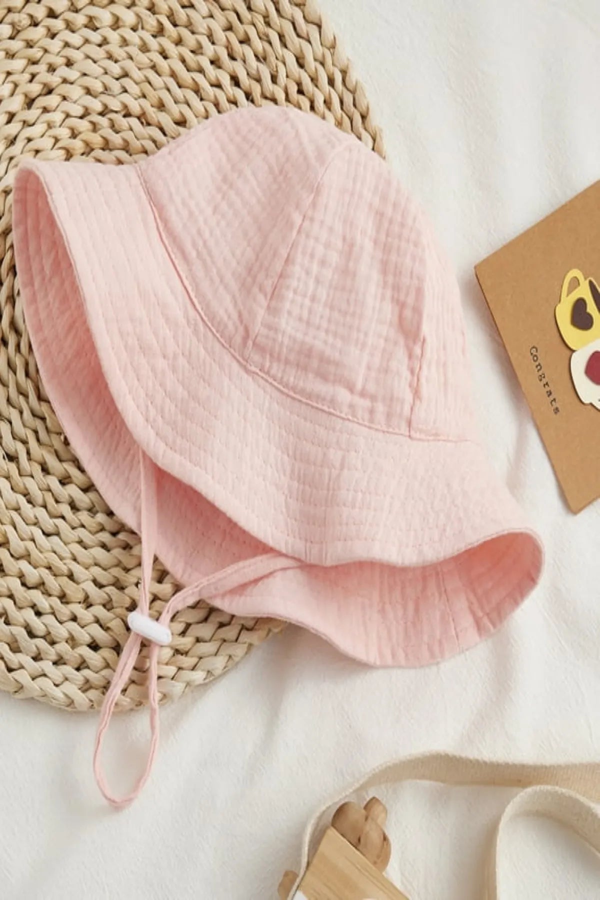 %100 Pamuk Müslin Bebek Şapkası – Nefes Alan, Terletmeyen Yazlık Şapka