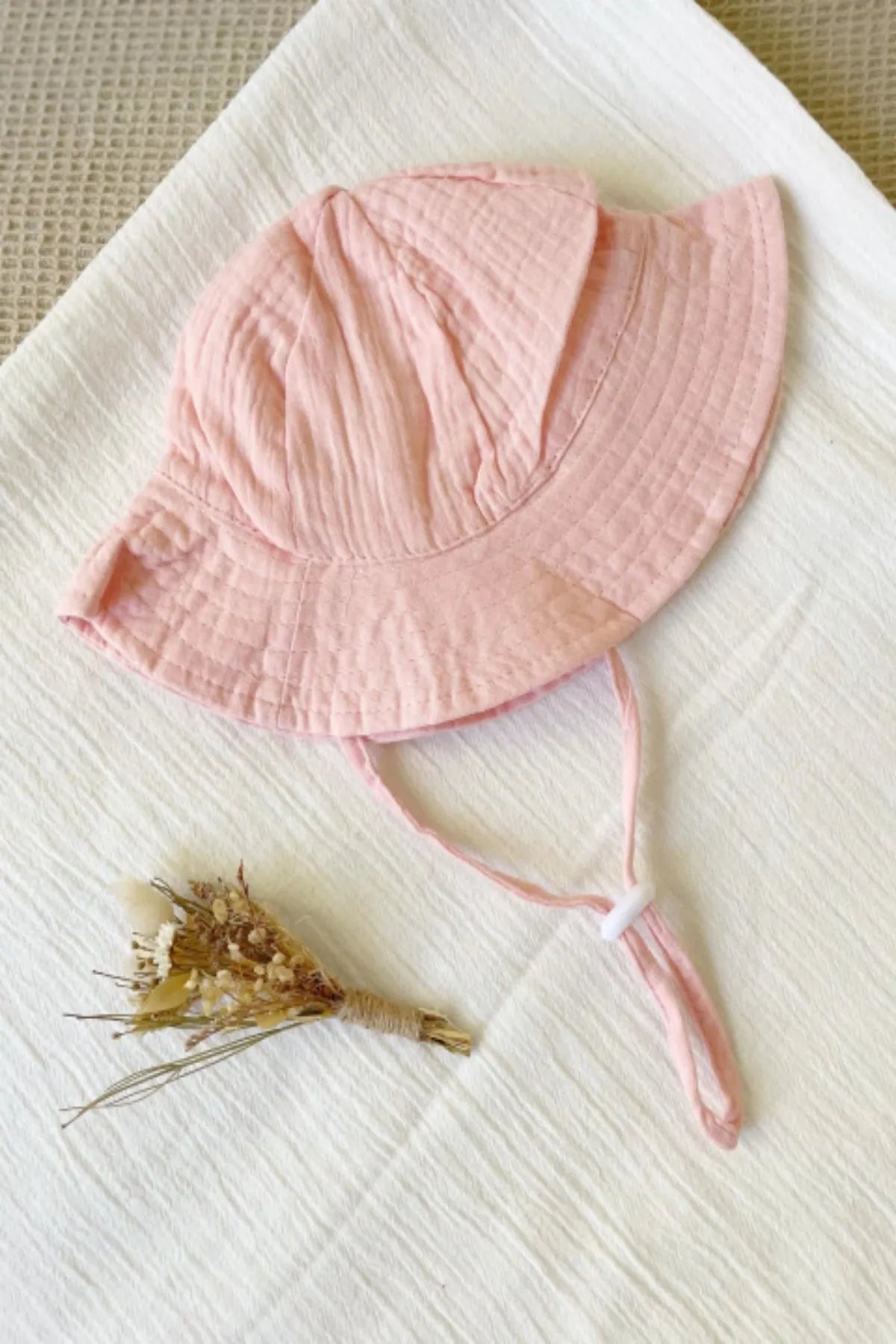 %100 Pamuk Müslin Bebek Şapkası – Nefes Alan, Terletmeyen Yazlık Şapka